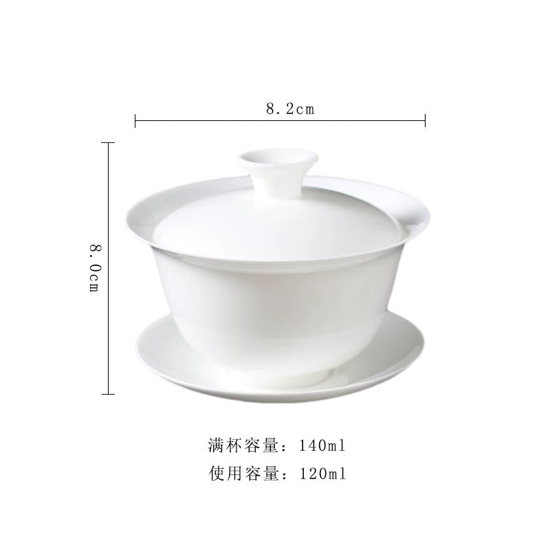 薄胎骨瓷蓋碗單個高檔茶杯功夫茶不燙手泡茶陶瓷蓋碗140ML