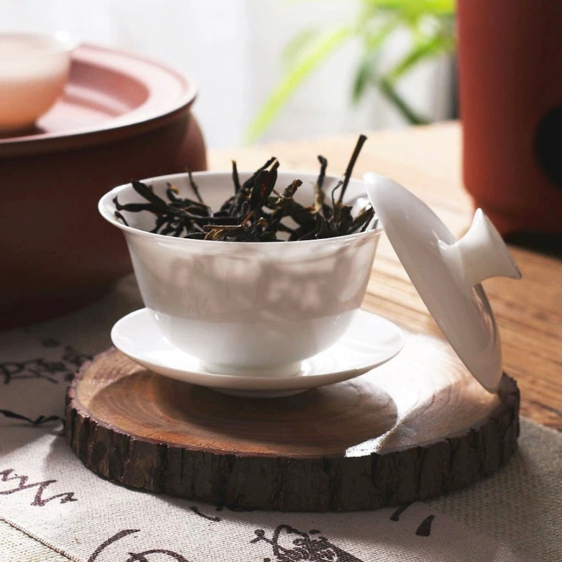 薄胎骨瓷蓋碗單個高檔茶杯功夫茶不燙手泡茶陶瓷蓋碗80ML