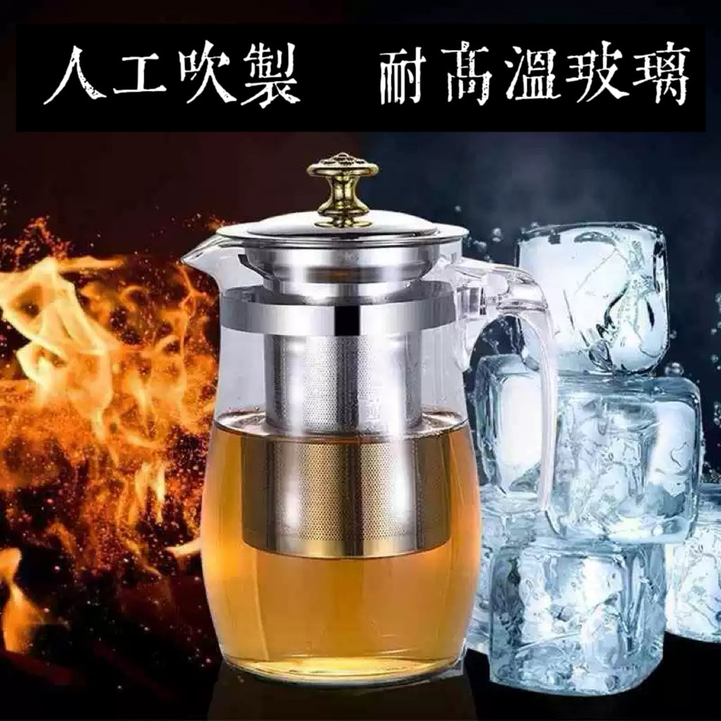 430不鏽鋼茶杯泡茶壺 (430內膽350ml+加厚防爆單壺+6個小茶杯)