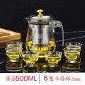 430不鏽鋼茶杯泡茶壺 (430內膽500ml+加厚防爆單壺+6個小茶杯)