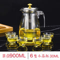 304不鏽鋼茶杯泡茶壺 (304內膽900ml+加厚防爆單壺+6個小茶杯)