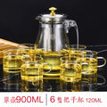 304不鏽鋼茶杯泡茶壺 (304內膽900ml+加厚防爆單壺+6個把手杯)