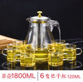 304不鏽鋼茶杯泡茶壺 (304內膽1800ml+加厚防爆單壺+6個把手杯)